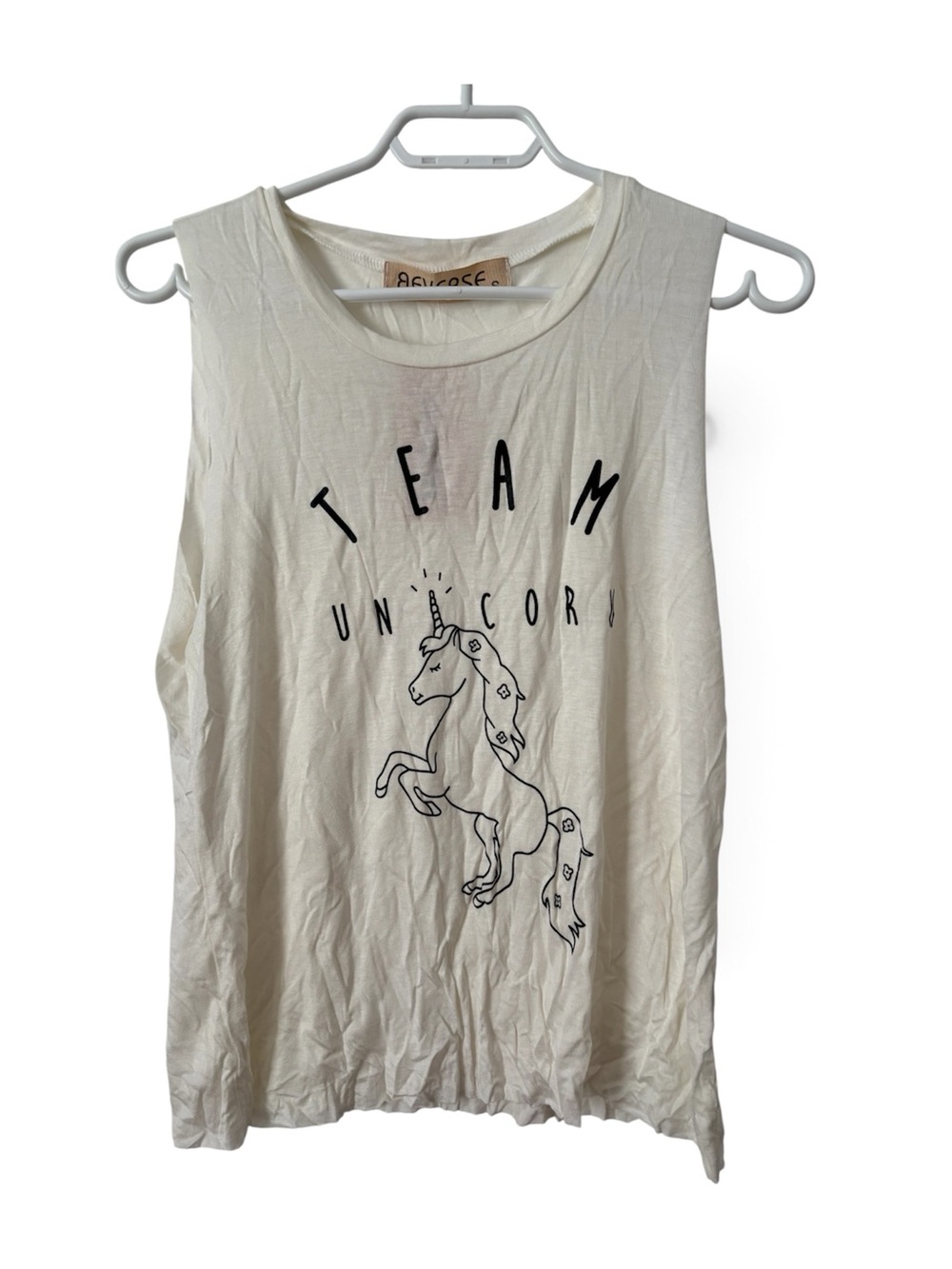 2/$20 NWT Reverse Cream “Team Unicorn” Graphic Muscle Tank Top-  S 100% Cotton